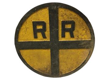 1578 - Round Cast Iron Railroad Crossing Sign thumbnail