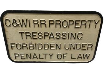 1592 - Reproduction Chicago & Western Indiana No Trespassing Sign thumbnail