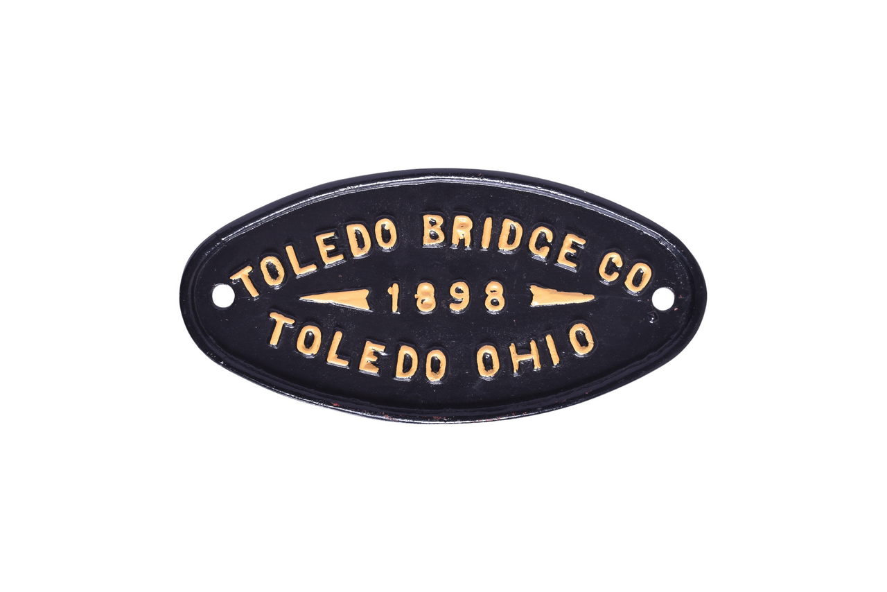 1732 - Reproduction Cast Iron Toledo Bridge Co. Builder's Plate thumbnail