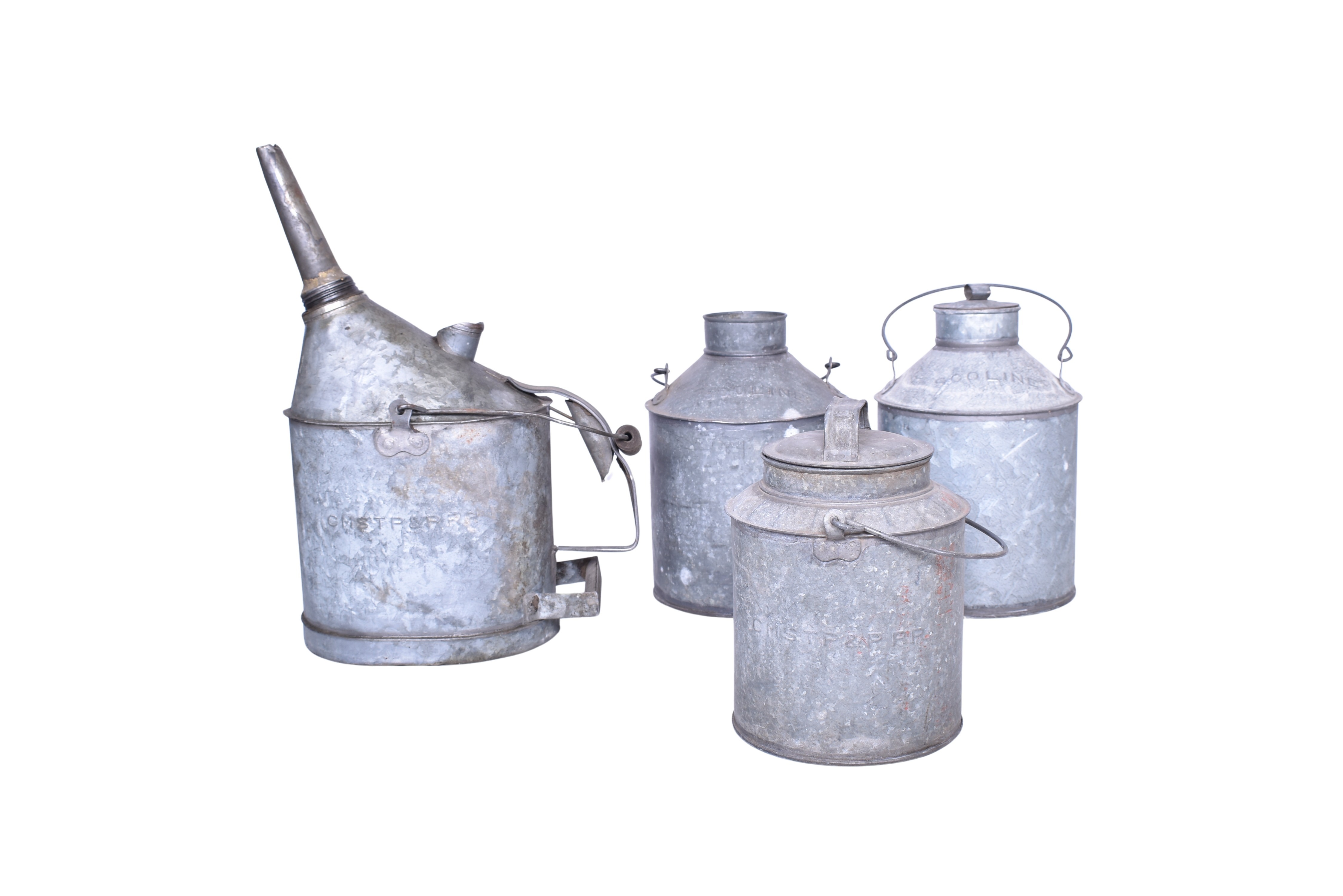 1727 - Four Pieces of Railroad Tin Ware - Soo Line and Milwaukee Road Water and Oil Canisters thumbnail