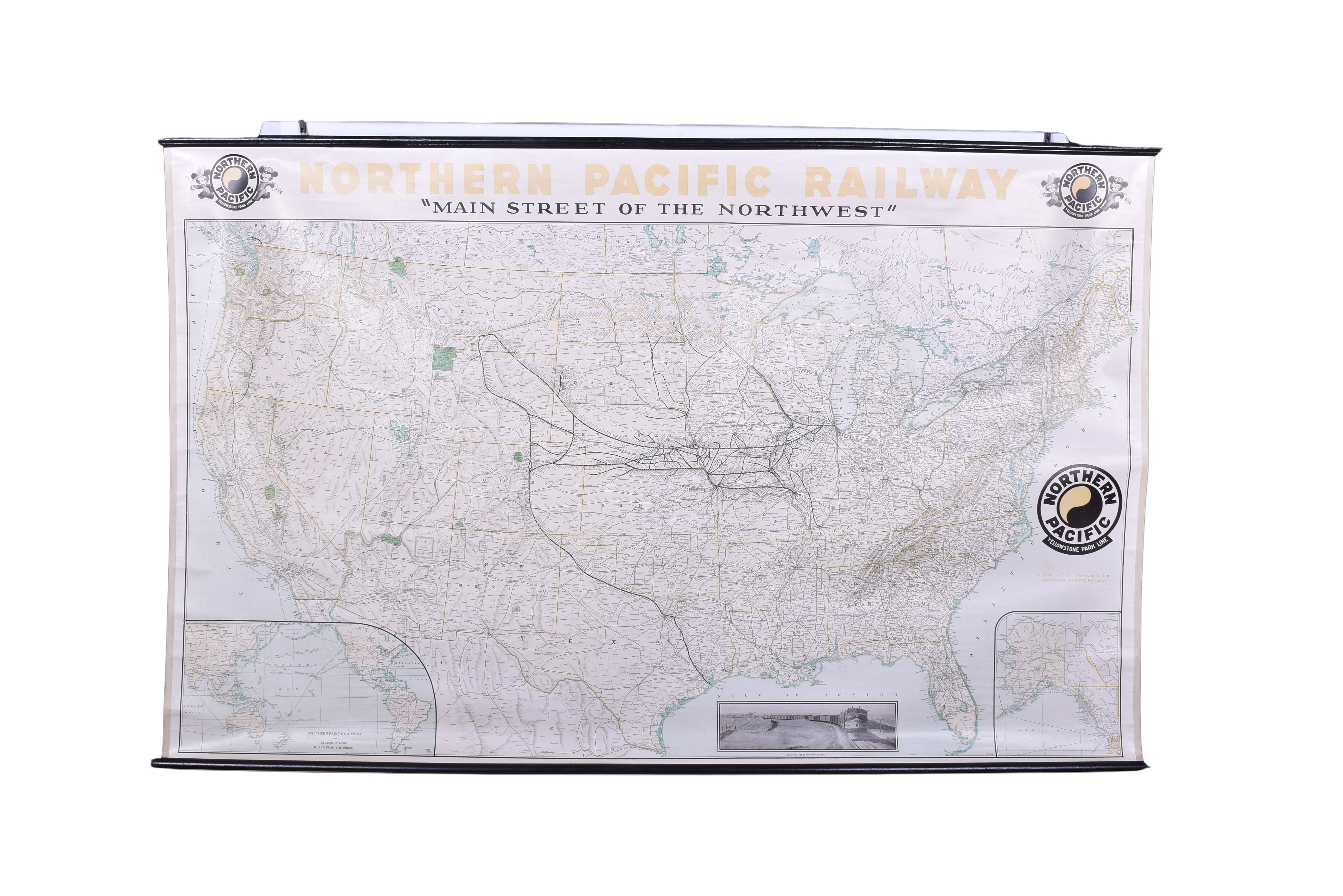 1723 - 1936 Northern Pacific Railroad Yellowstone Park Line Wall Map of the United States thumbnail