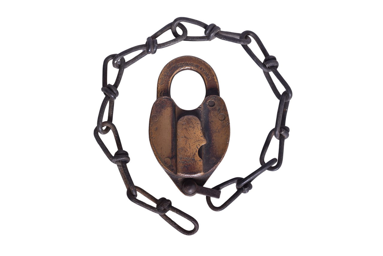 2002 - Detroit, Monroe & Toledo Railroad O.M. Edwards Brass Heart Shaped Lock thumbnail