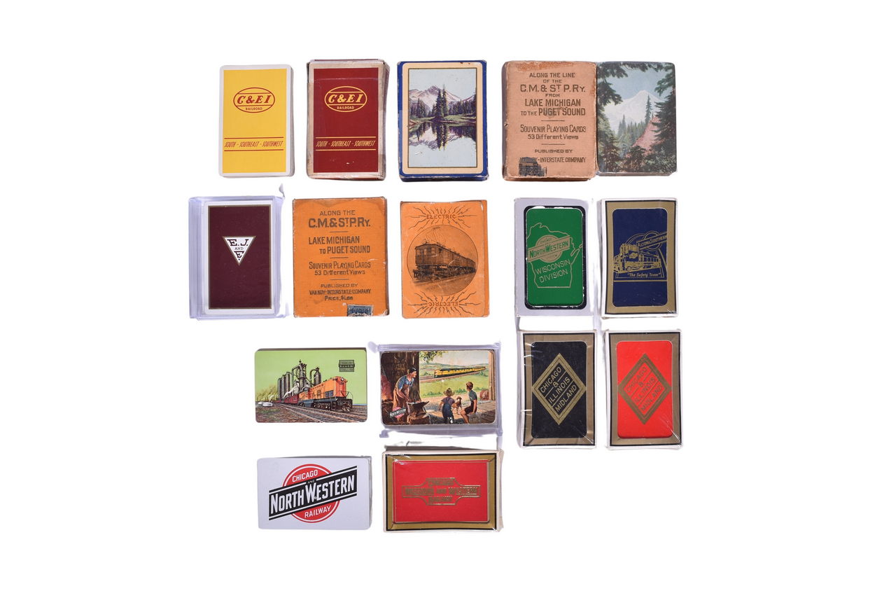 2015 - Fourteen Chicago Area Railroad Playing Card Decks - Chicago & Eastern Illinois, Elgin, Joliet & Eastern, Milwaukee Road, and More thumbnail