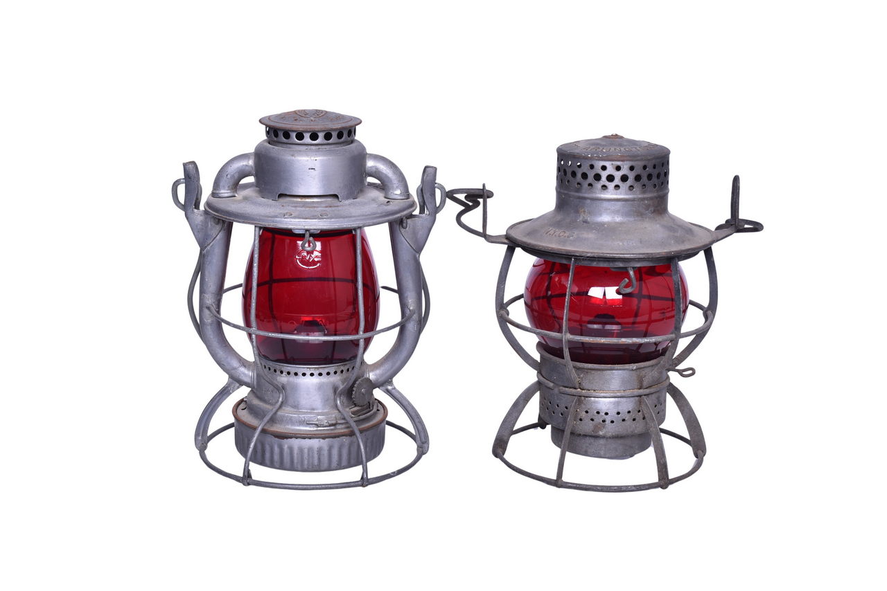 2020 - Pair of New York Central Railroad Lanterns - Dressel and Dietz with Red Cast Globes thumbnail