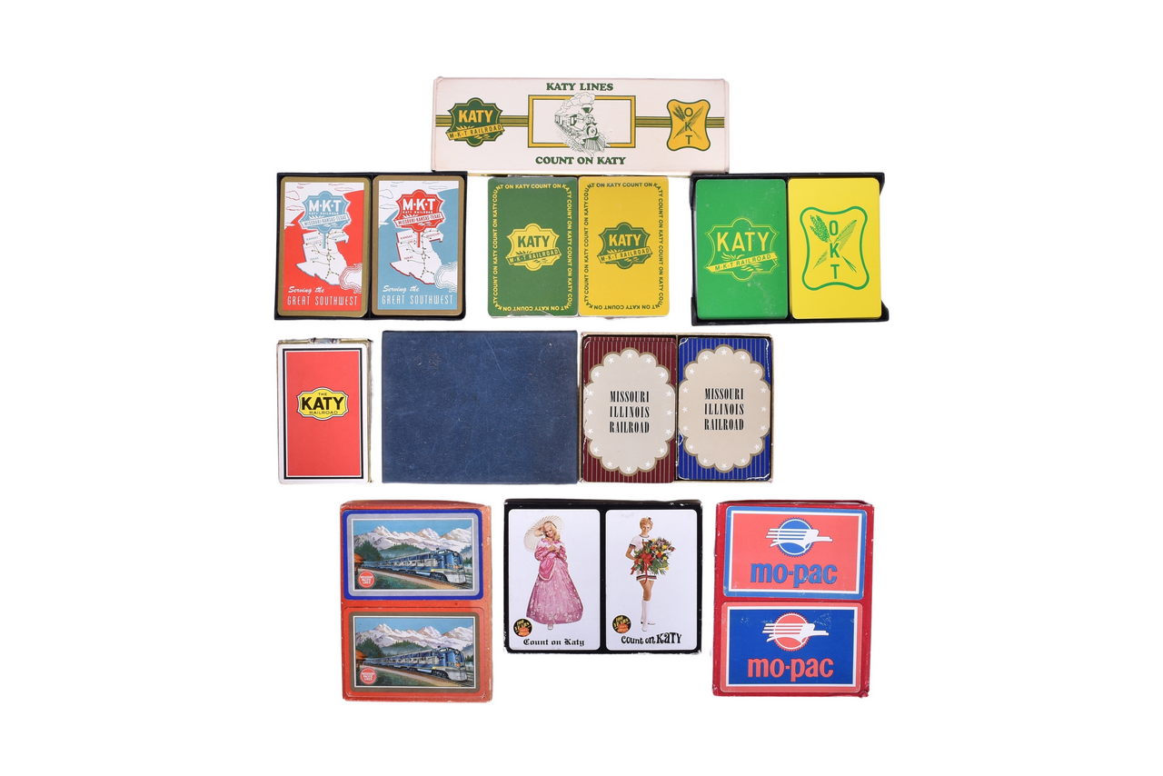 2027 - Fifteen Missouri Railroad Playing Card Decks - Missouri Illinois, Missouri Pacific, and Missouri, Kansas &Texas thumbnail