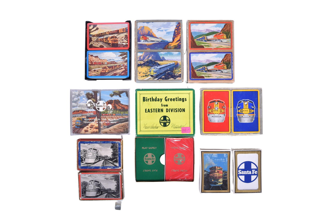 2035 - Fifteen Santa Fe Railroad Playing Card Decks Including New Old Stock thumbnail