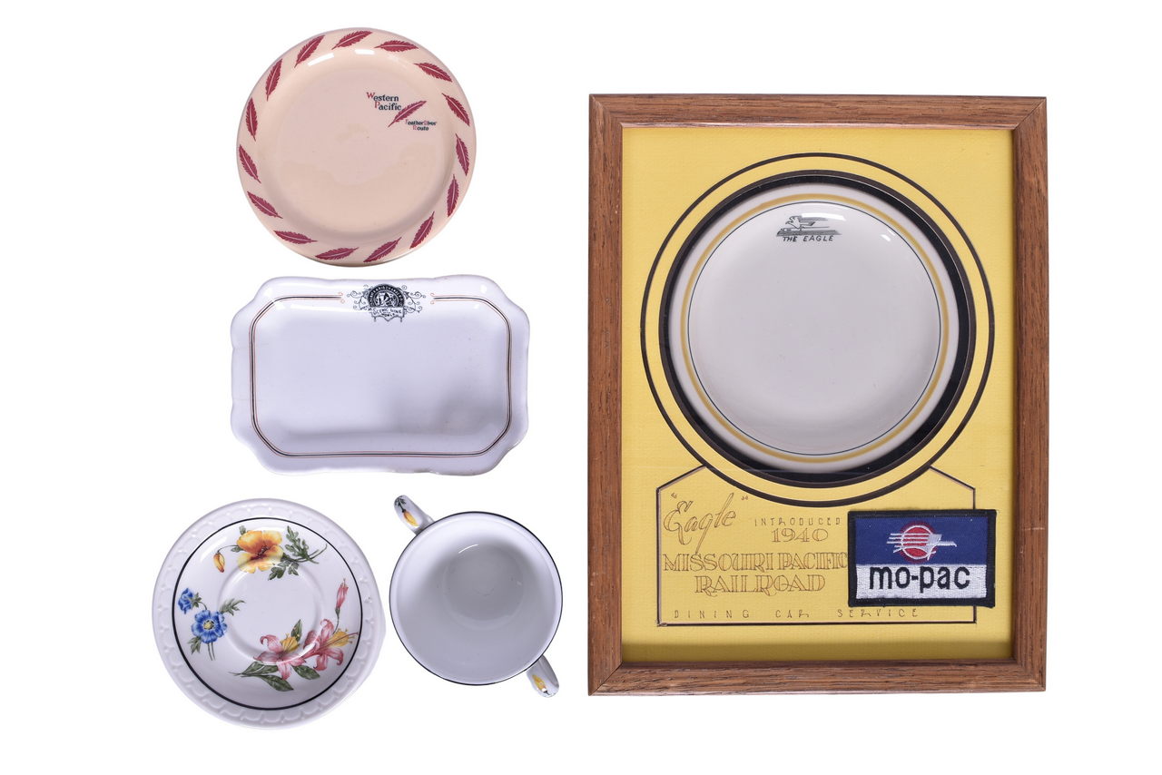 2081 - Five Pieces of Western Railroad China - Denver & Rio Grande, Western Pacific, Southern Pacific, and Missouri Pacific thumbnail