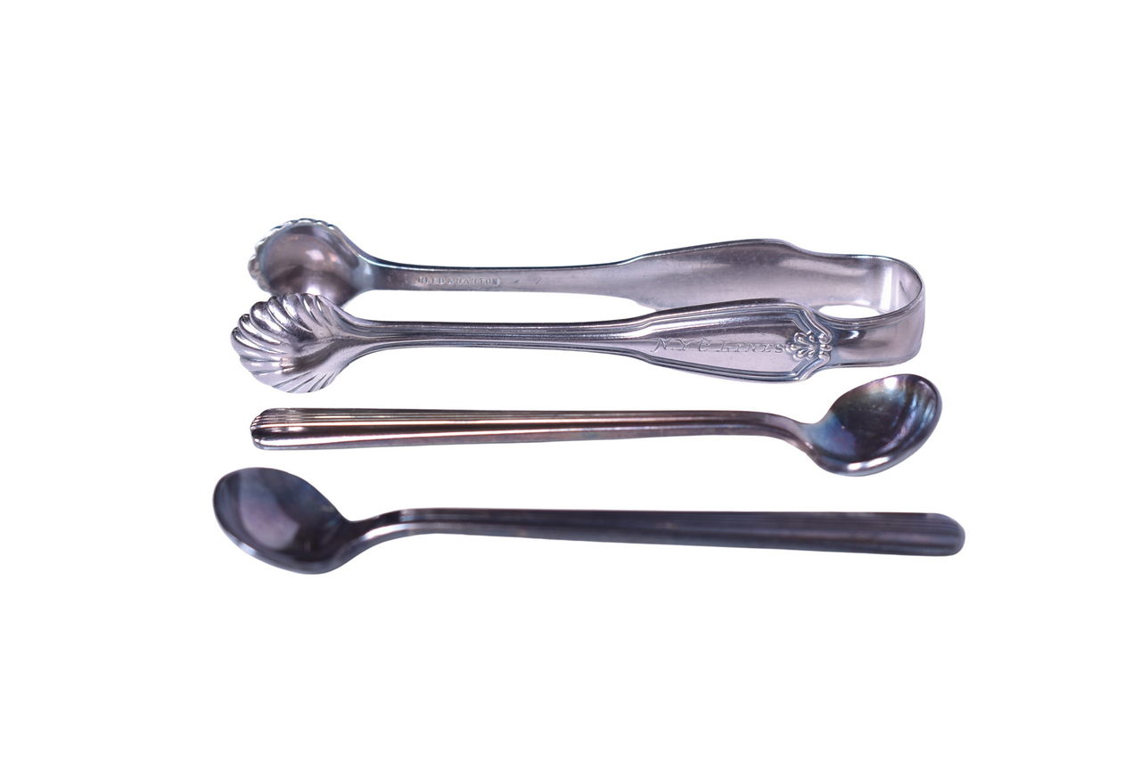 2085 - New York Central Railroad Silver Sugar Tongs and Century Mustard Spoons thumbnail