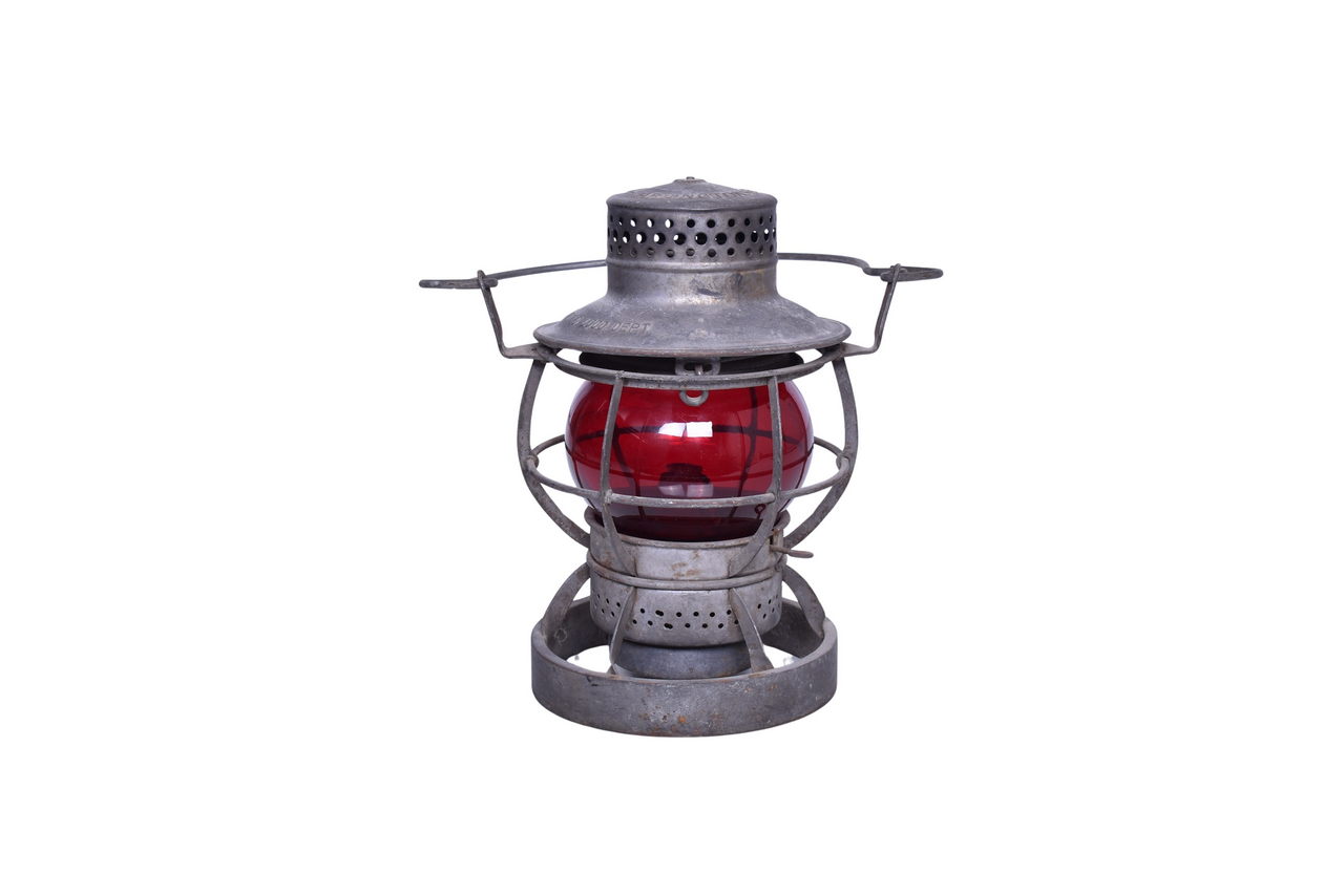 2094 - Dressel Reading Co. Railroad Locomotive Lantern with Red Globe, Weighted Base thumbnail