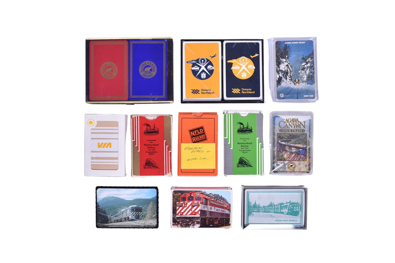 2117 - Thirteen Canadian Railroad Playing Card Decks - Newfoundland, Algoma, Ontario Northland, VIA, and BC Rail thumbnail