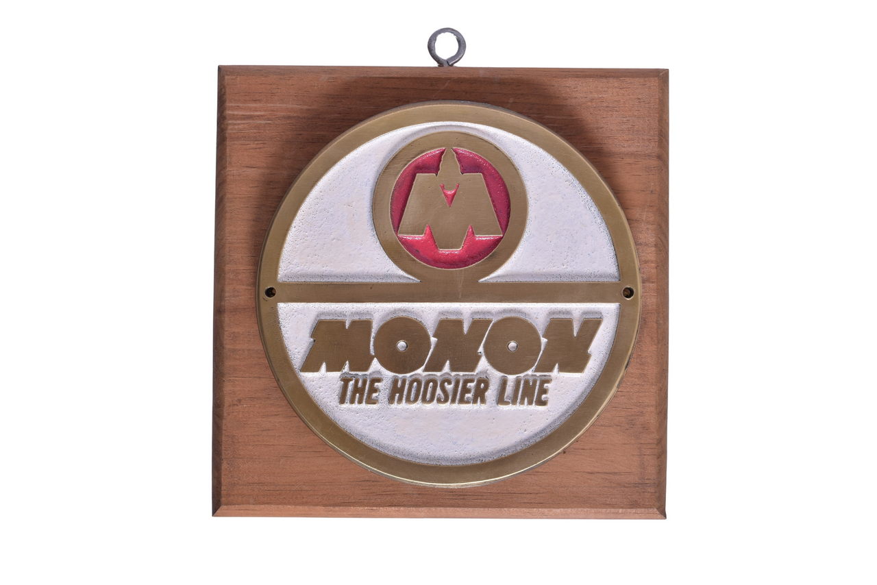 2126 - Cast Brass Monon Railroad Herald w/ Custom Wooden Plaque thumbnail