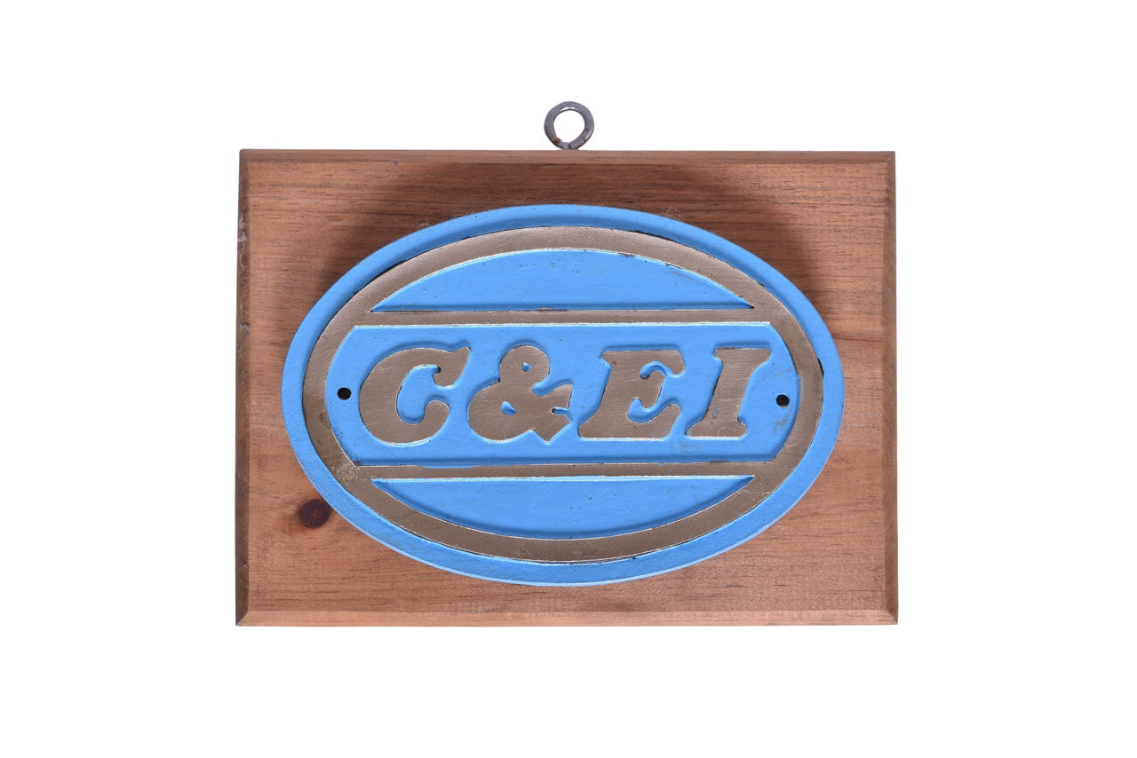 2128 - Cast Brass Chicago & Eastern Illinois Railroad Herald w/ Custom Wooden Plaque thumbnail