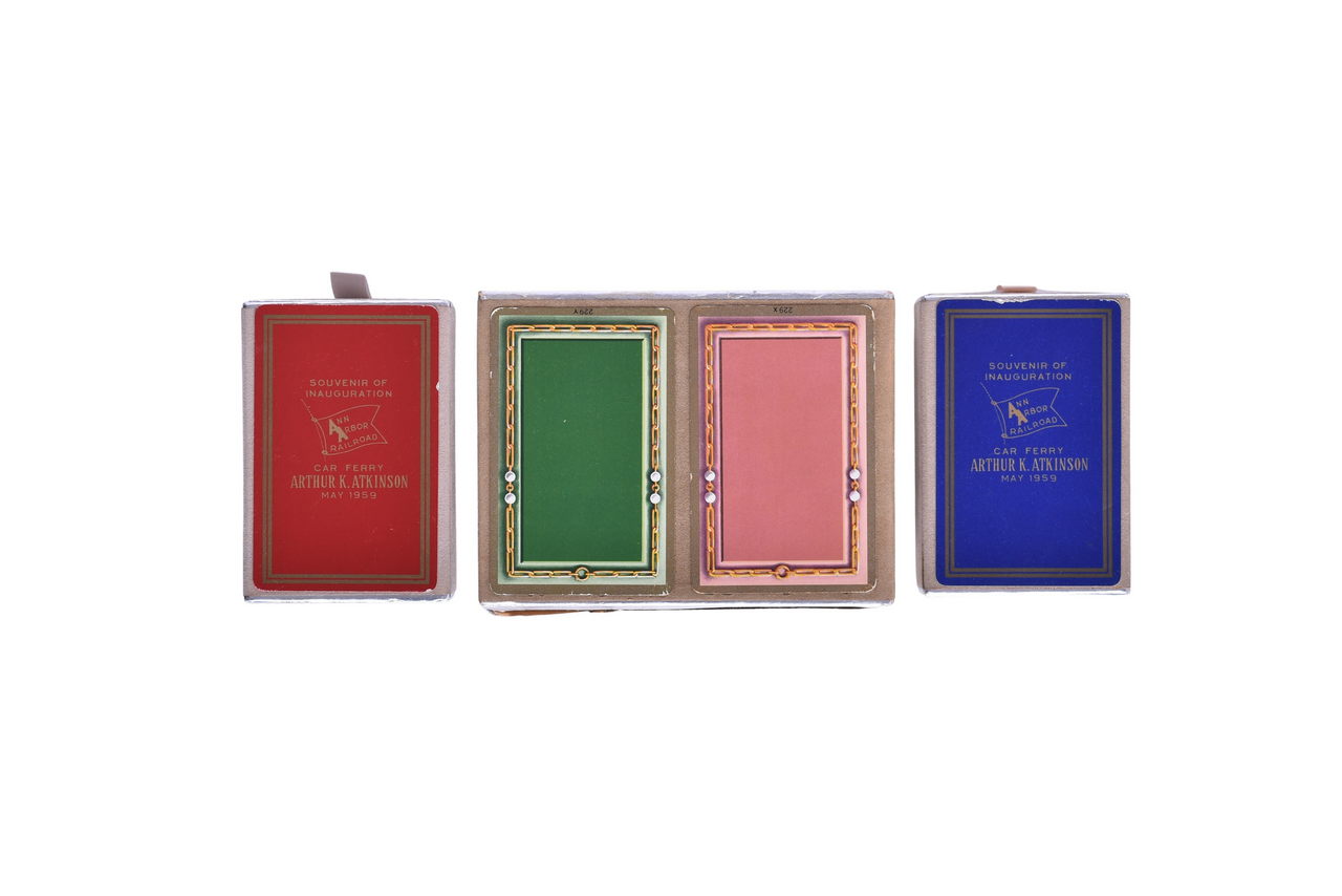 2131 - Four Ann Arbor Railroad Playing Card Decks Including Unlisted Double Deck thumbnail
