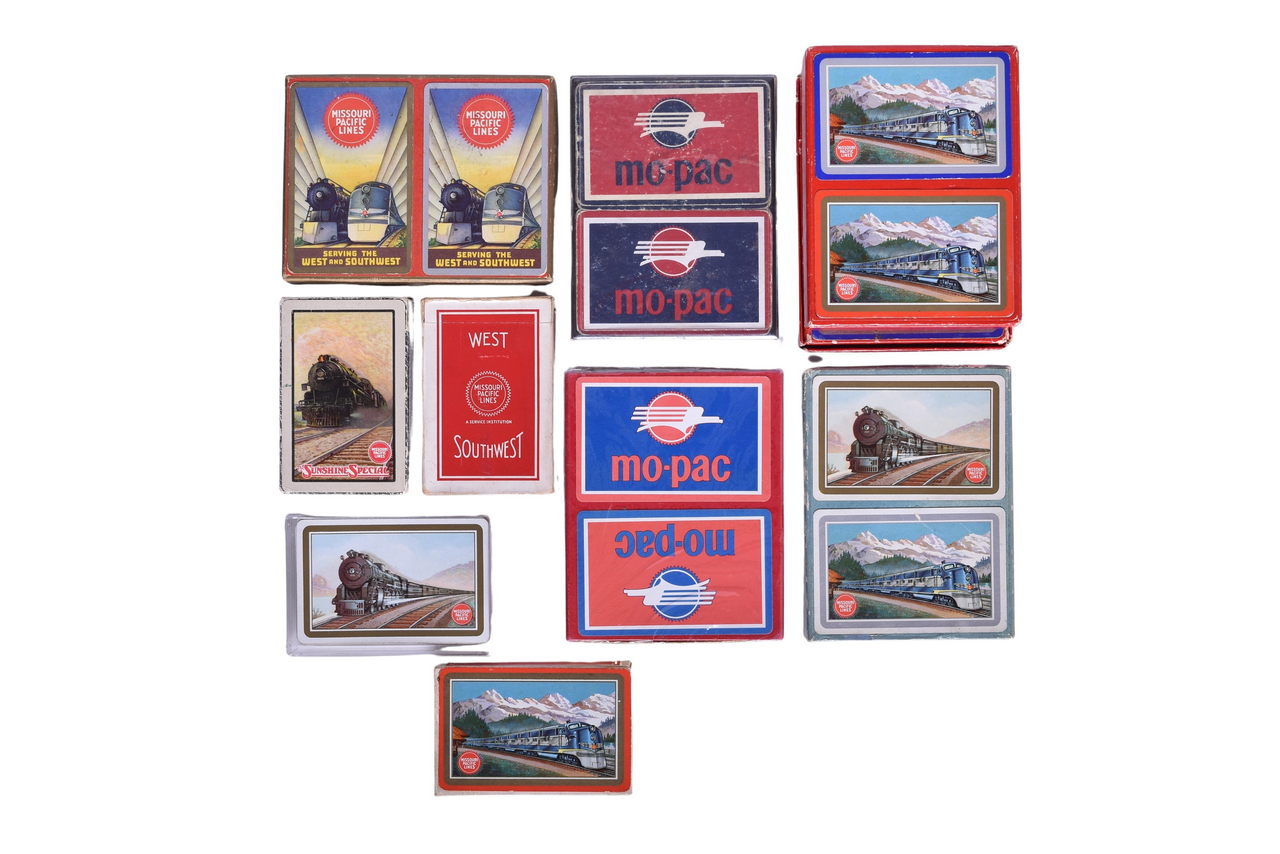 2137 - Fifteen Missouri Pacific Lines Railroad Playing Card Decks Including New Old Stock thumbnail