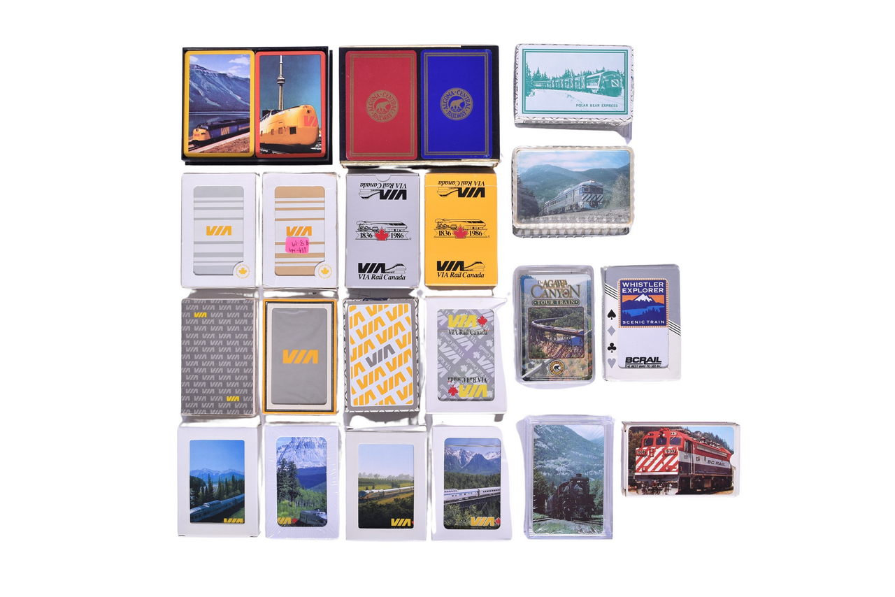 2139 - Twenty-Four Canadian Railroad Playing Card Decks - VIA, BC Rail, Algoma Central, and Ontario Northland thumbnail