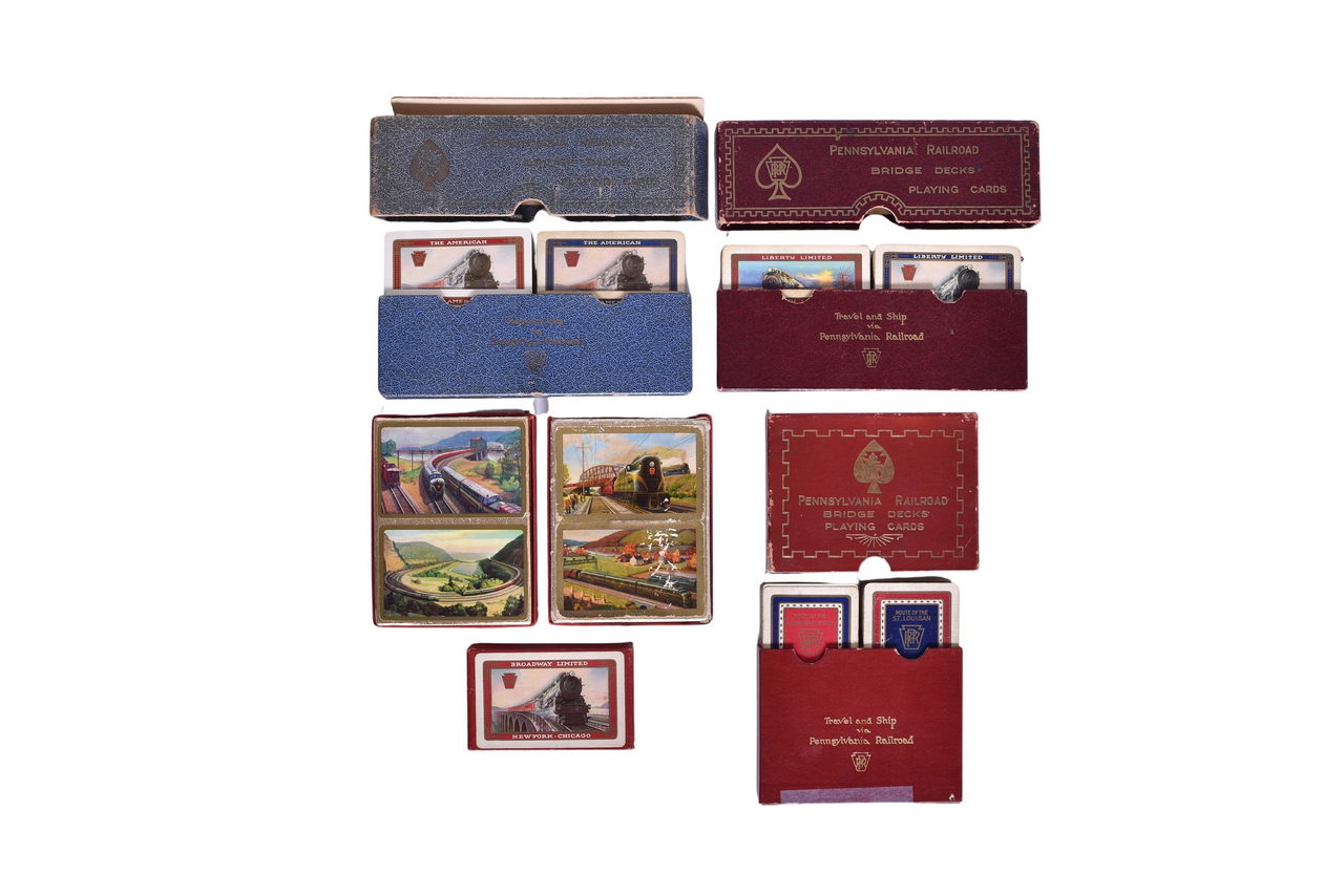 2143 - Eleven Pennsylvania Railroad Playing Card Decks - Liberty Limited, The American, St. Louisan, and More thumbnail