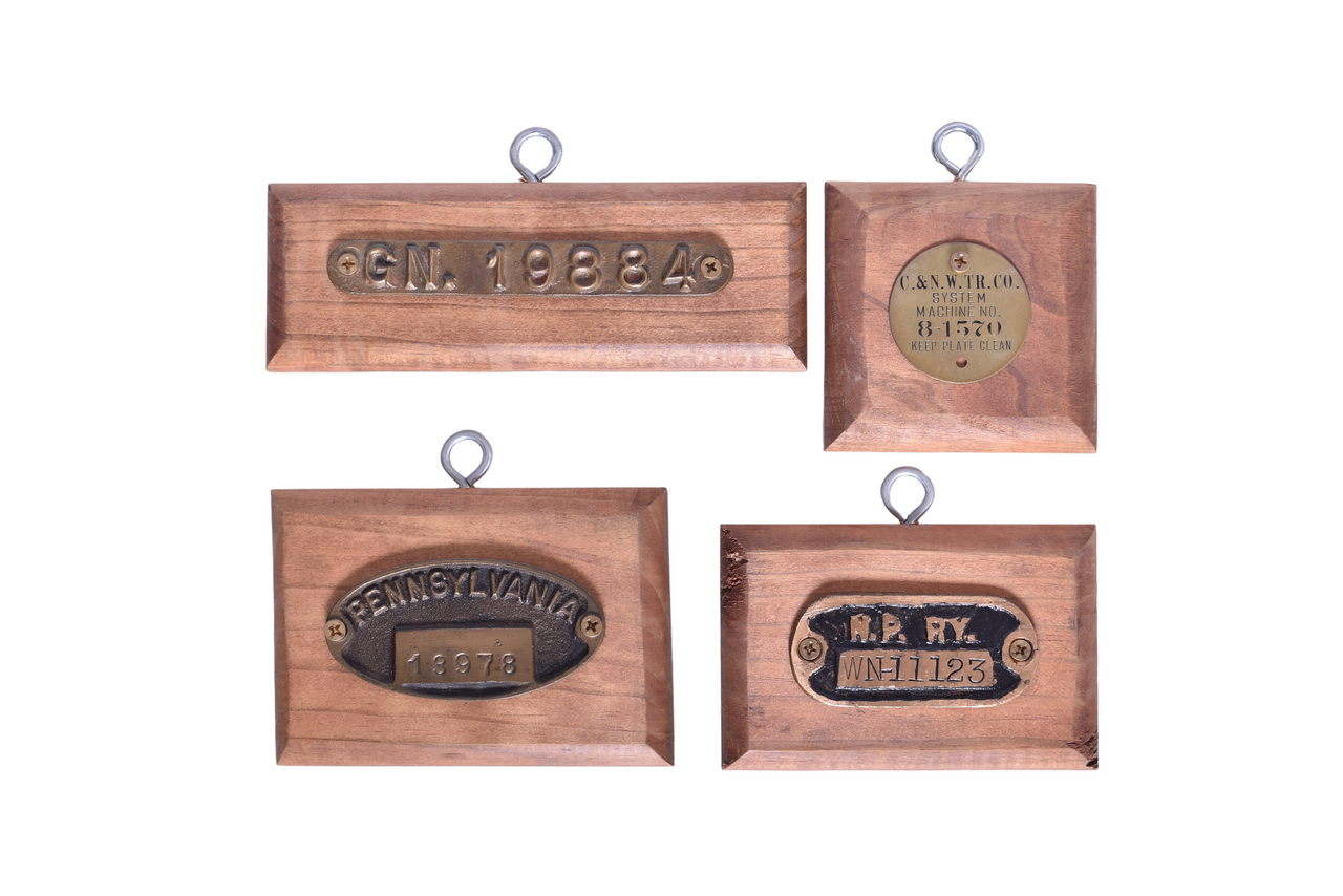 2144 - Four Railroad Shop Tags/Property Plates - Pennsylvania, Great Northern, Northern Pacific thumbnail