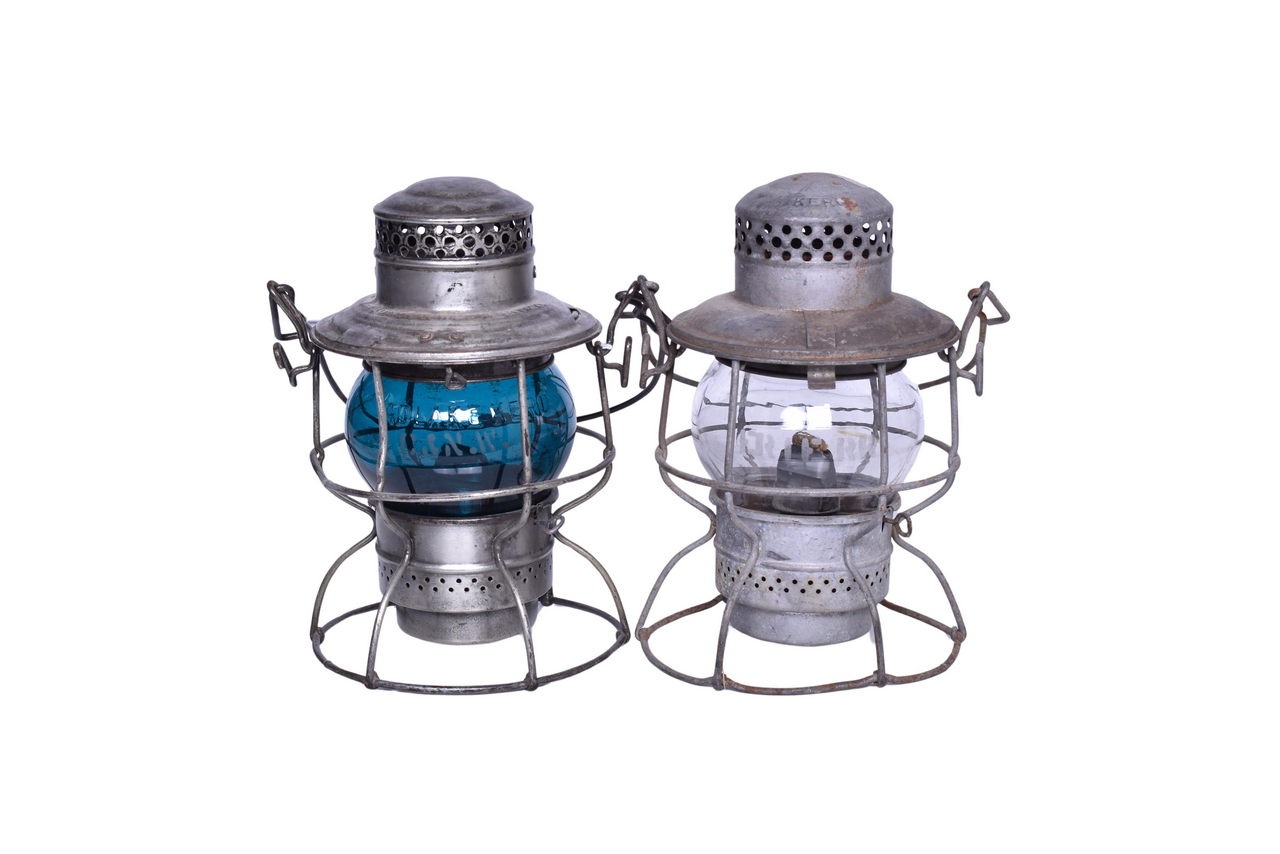 2158 - Pair of Adlake Kero Railroad Lanterns - Chicago and North Western and Erie thumbnail