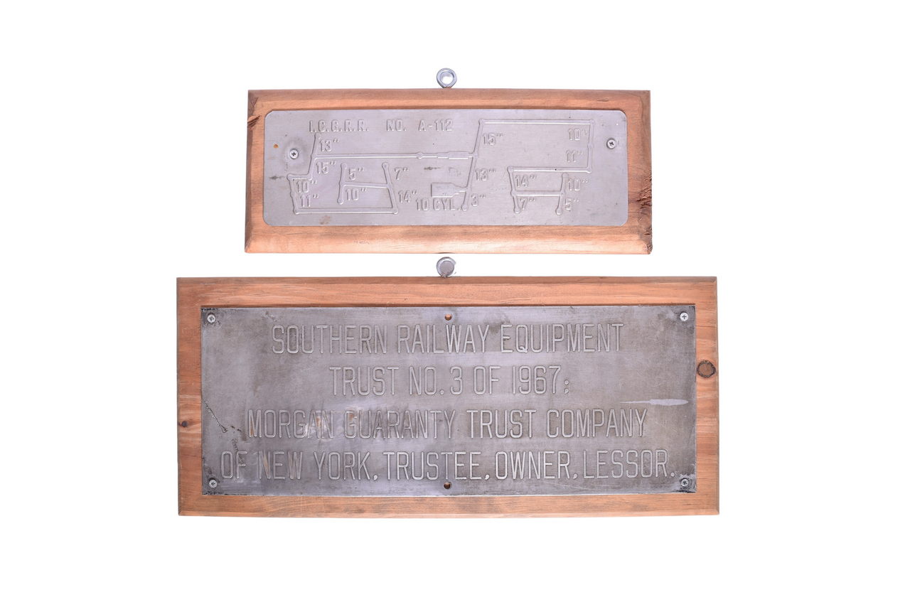 2162 - Pair of Stainless Steel Stamped Railroad Plates - Illinois Central Gulf and Southern Railway thumbnail