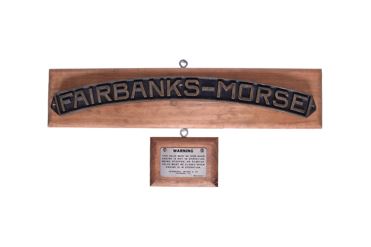 2166 - Pair of Fairbanks-Morse Railroad Plates - Valve Warning and Name Plate thumbnail