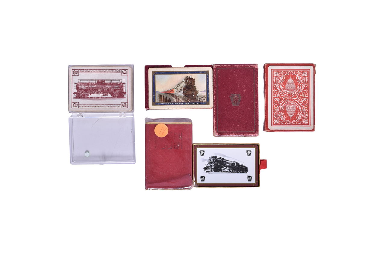 2167 - Four Pennsylvania Railroad Playing Card Decks Including Unlisted Tank Car Co. Line Sharon PA and Dining Car Service thumbnail