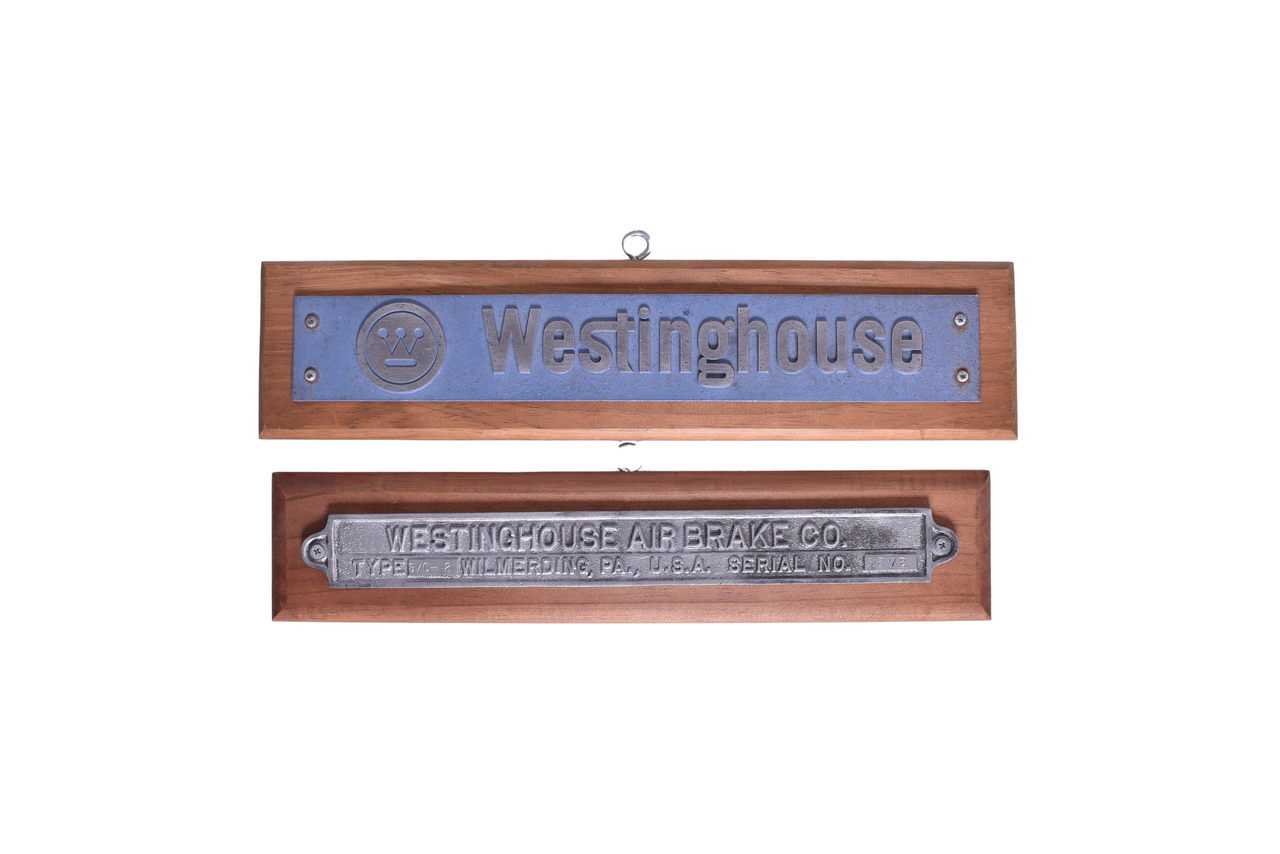 2168 - Pair of Cast Aluminum Railroad Signs - Westinghouse Air Brake Co. thumbnail