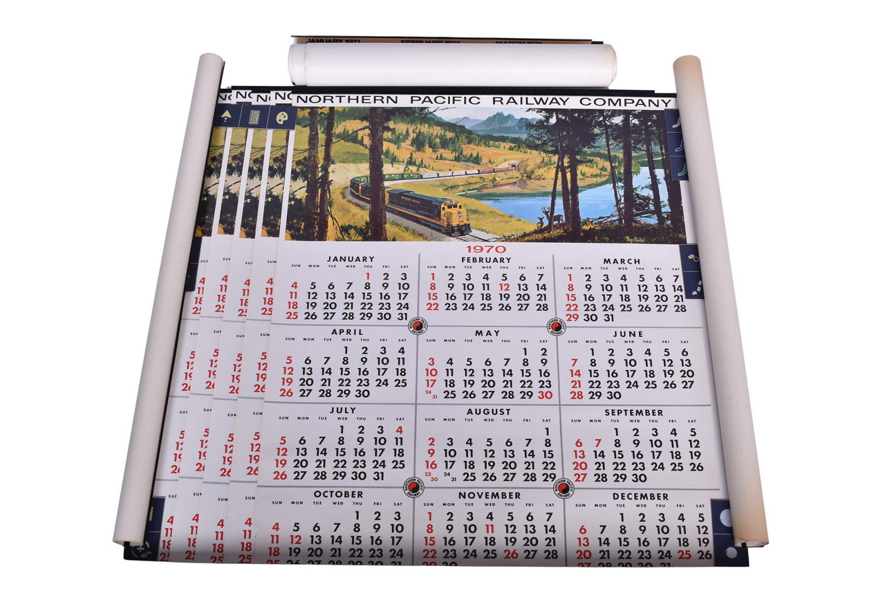 2171 - Fifteen Northern Pacific Railroad and Burlington Northern Wall Calendars - 1966, 1970, and 1971 thumbnail
