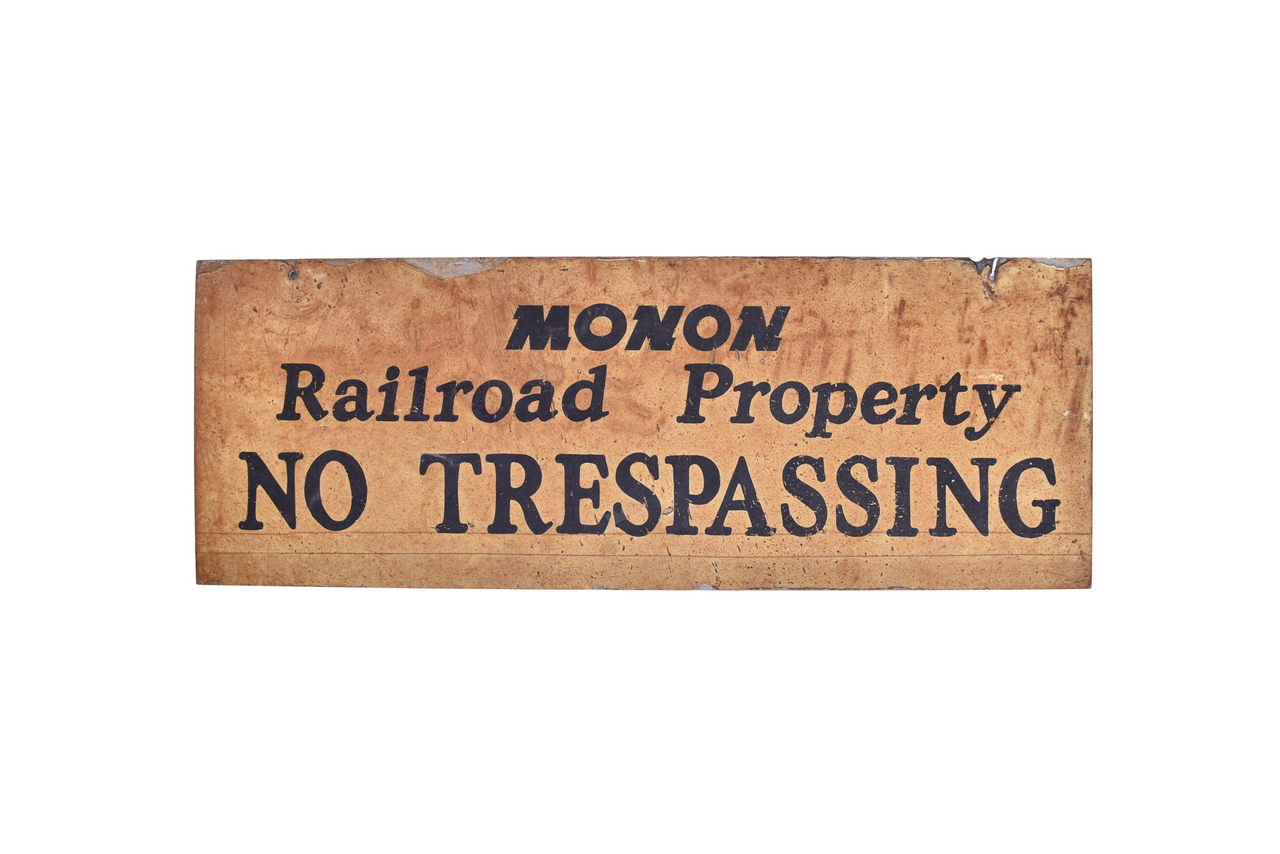 2182 - Monon Railroad Aluminum No Trespassing Sign thumbnail
