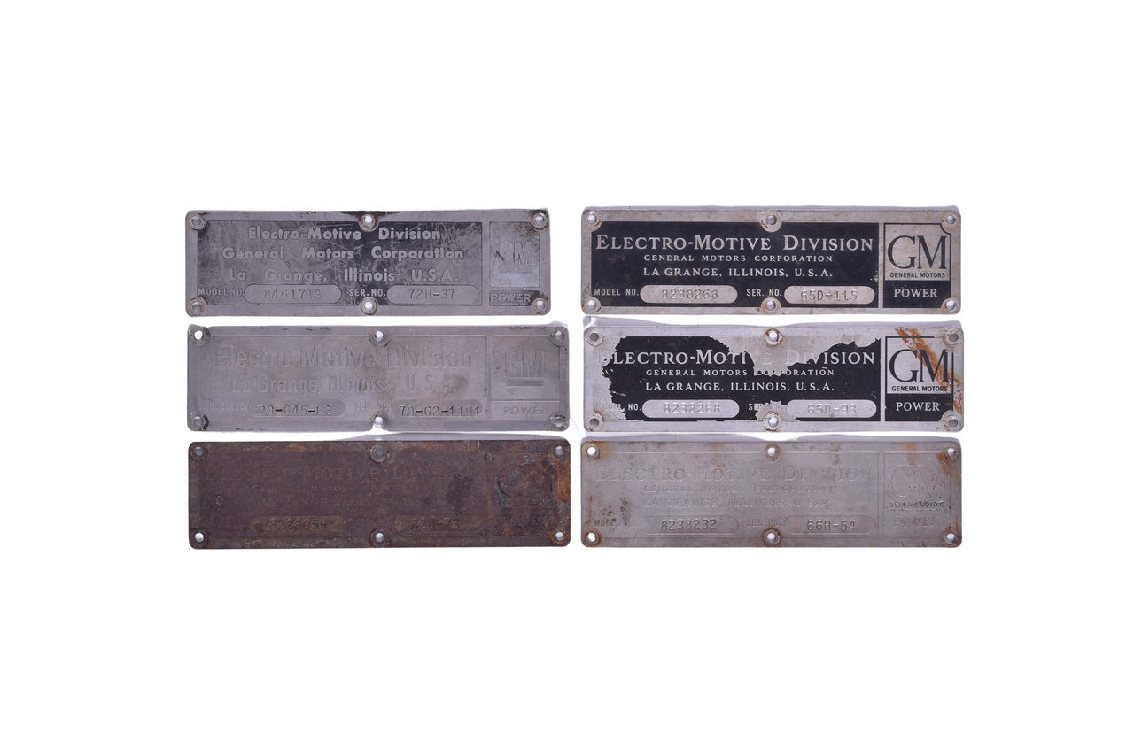 2184 - Six General Motors Electro-Division Diesel Railroad Locomotive Engine Plates thumbnail