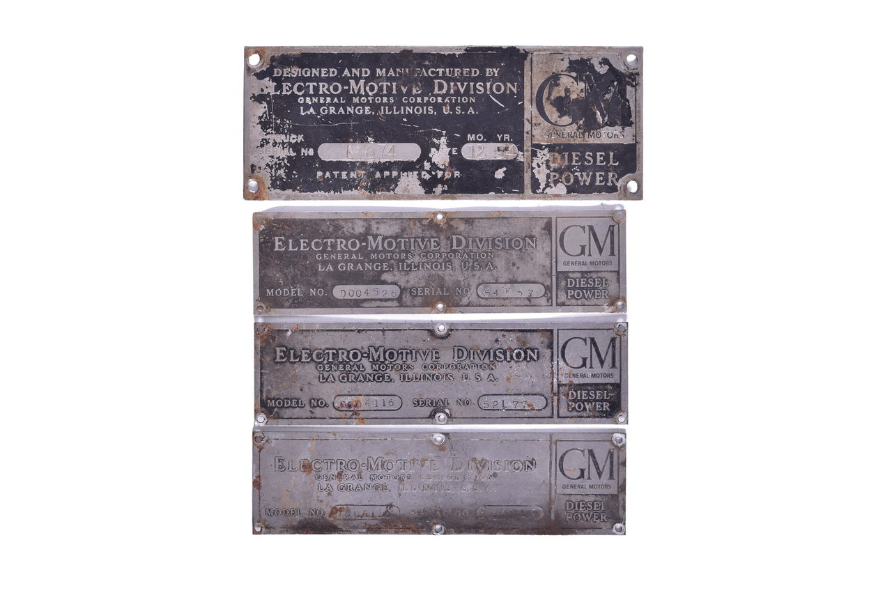 2188 - Four General Motors Electro-Division Aluminum Diesel Locomotive Builder's Plates thumbnail