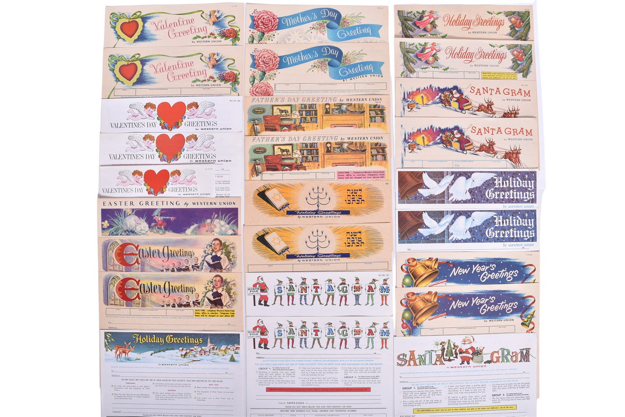2209 - Twenty-Seven Vintage Western Union Holiday Telegram Greetings - New Old Stock Christmas, Mother's Day, Easter, and More thumbnail