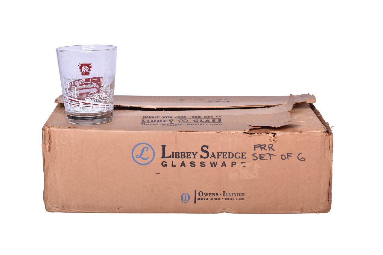 2212 - Six Pennsylvania Railroad Drinking Glasses in Original Master Carton thumbnail