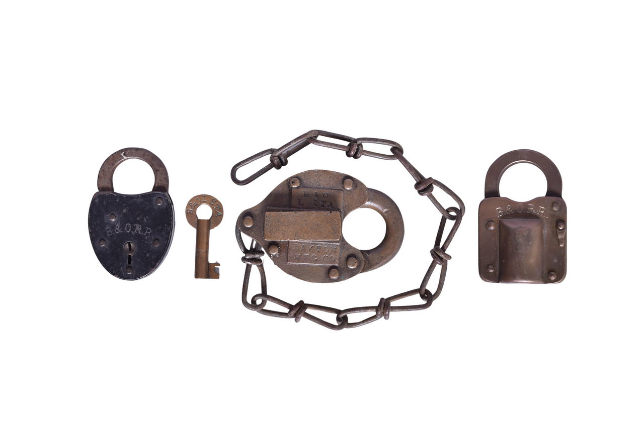 2231 - Three Baltimore and Ohio Railroad Brass Locks Including Local Station w/ Key thumbnail