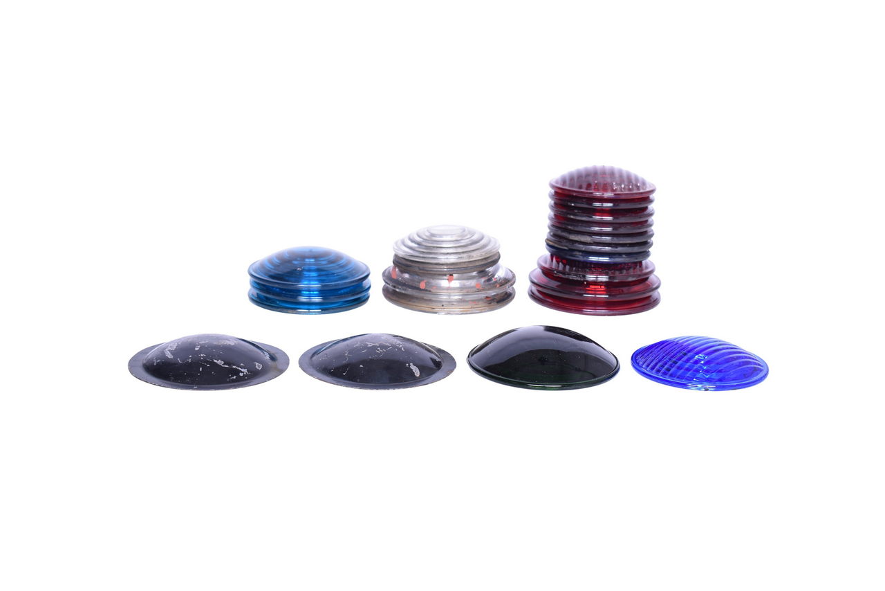 2234 - Nineteen Glass Lenses for Railroad Lanterns, Signal Lamps and Two 5 1/8