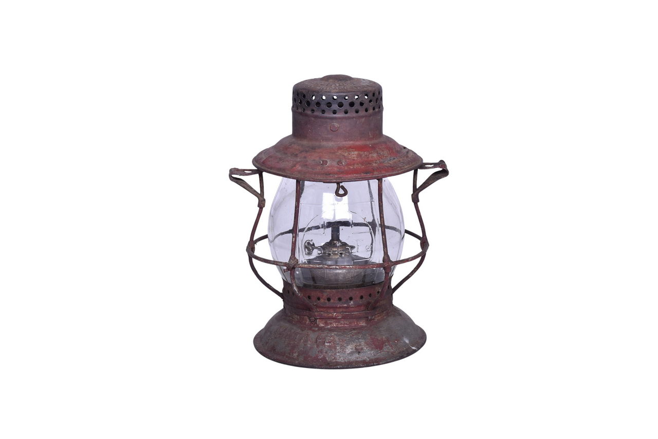 2274 - Adams & Westlake Santa Fe Railroad Bell Bottom Lantern with Santa Fe Cross Cast Globe thumbnail