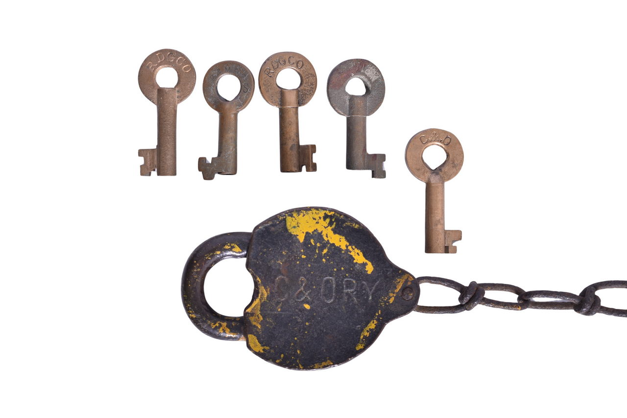 2293 - Northeast Railroad Lock and Keys - Chesapeake & Ohio, Reading Co., Boston & Maine, and Norfolk & Western thumbnail