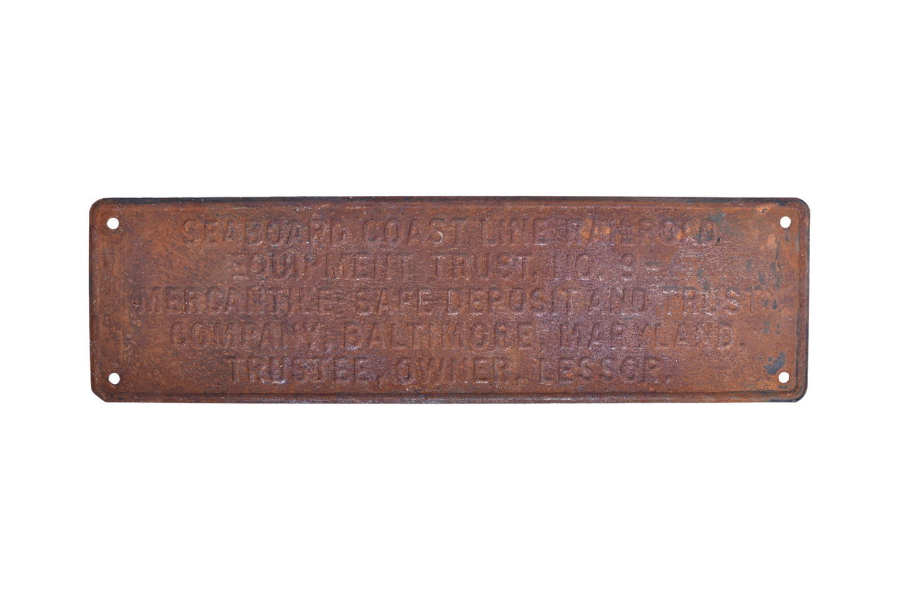 2318 - Aluminum Seaboard Coast Line Railroad Equipment Trust Plate thumbnail