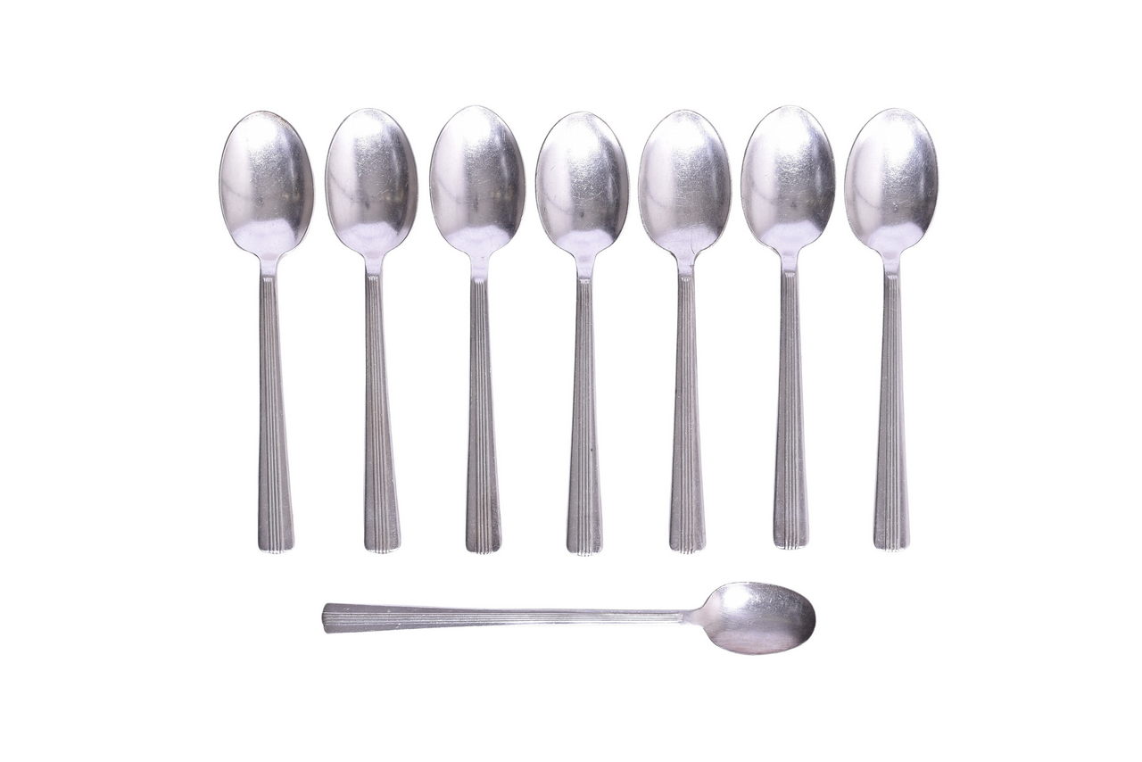 2323 - Eight Pieces of Missouri Pacific Lines Railroad Flatware Tablespoons and Iced Tea Spoon thumbnail