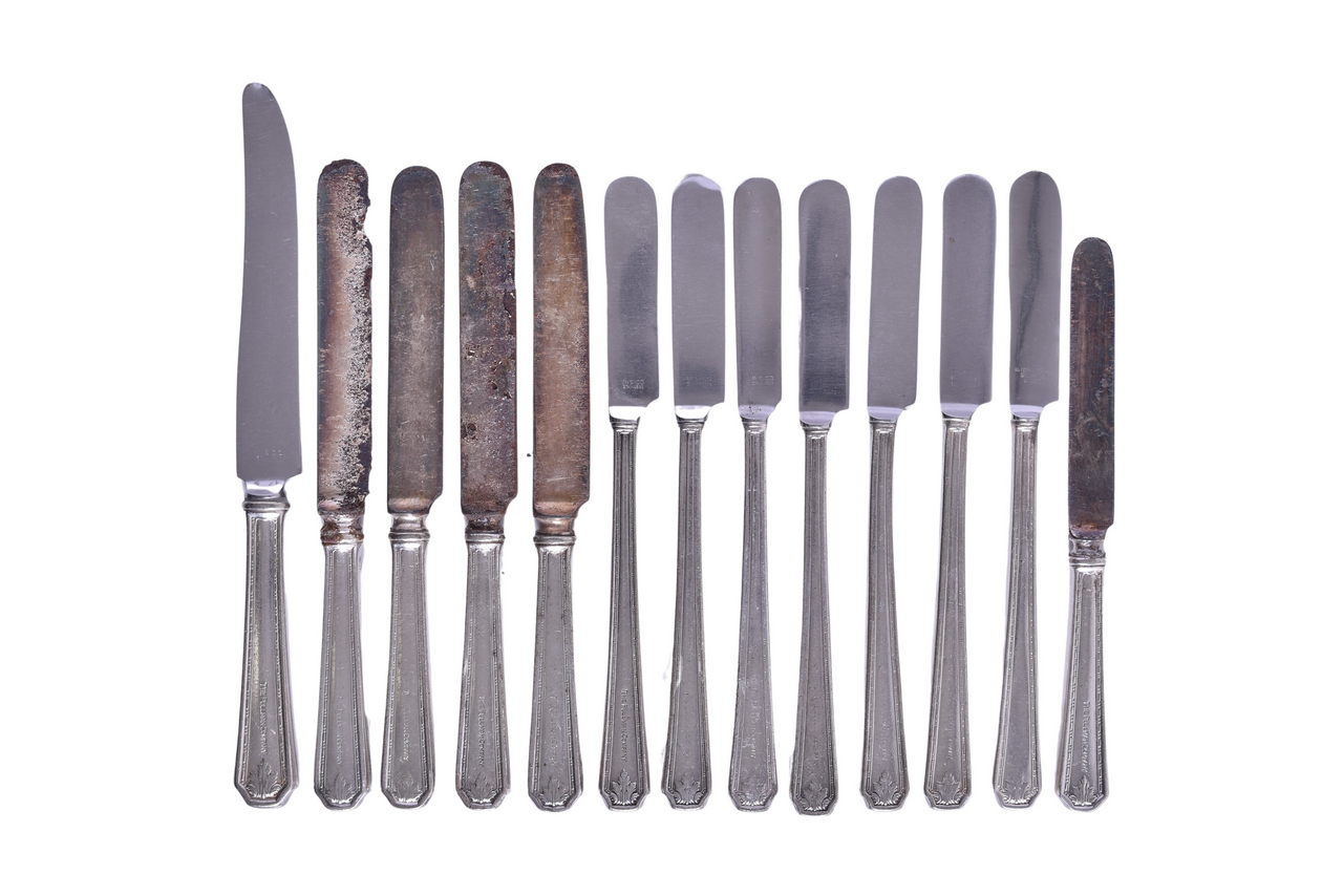 2343 - Thirteen Pullman Company Railroad Roosevelt Flatware Knives thumbnail