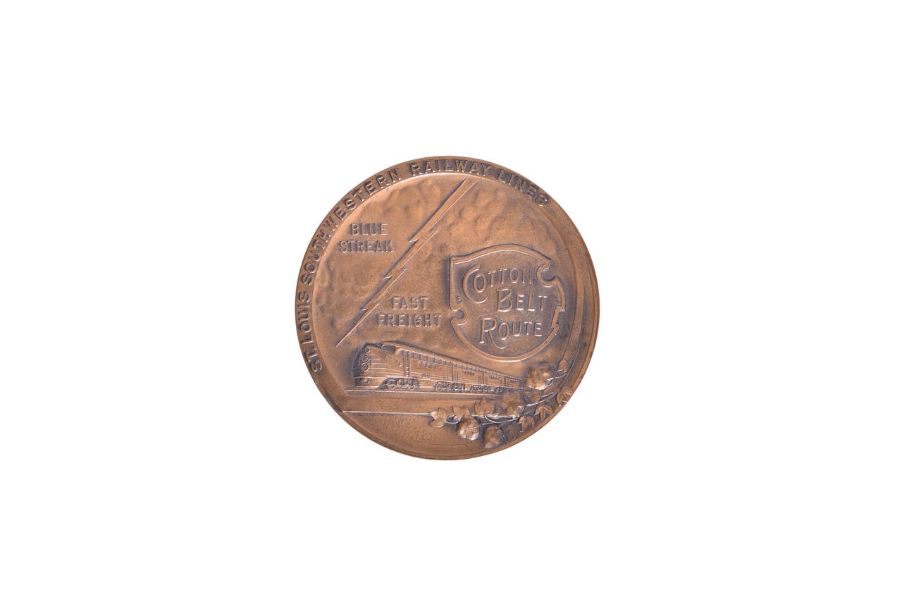 2345 - St. Louis Southwestern Railroad Brass Cotton Belt Route Medallion Paper Weight thumbnail