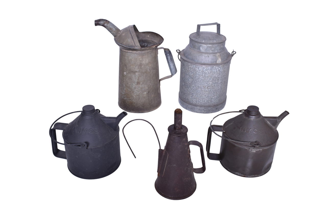 2347 - Five Pieces of New York Central Railroad Tin Ware - Oil Cans, Water Canister, and Hand Torch thumbnail