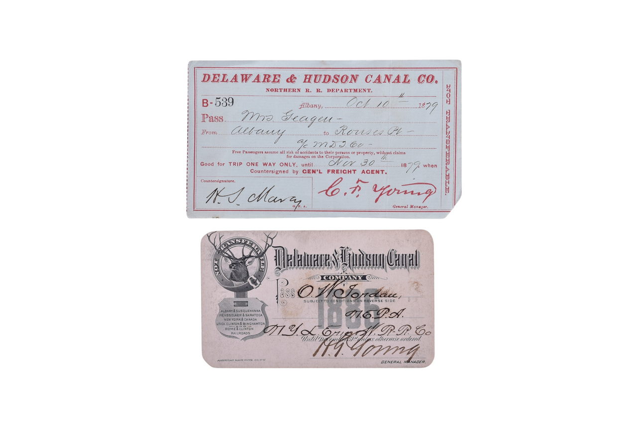 2349 - Delaware & Hudson Canal Co. Railroad 1886 Annual Pass and 1879 Trip Pass thumbnail