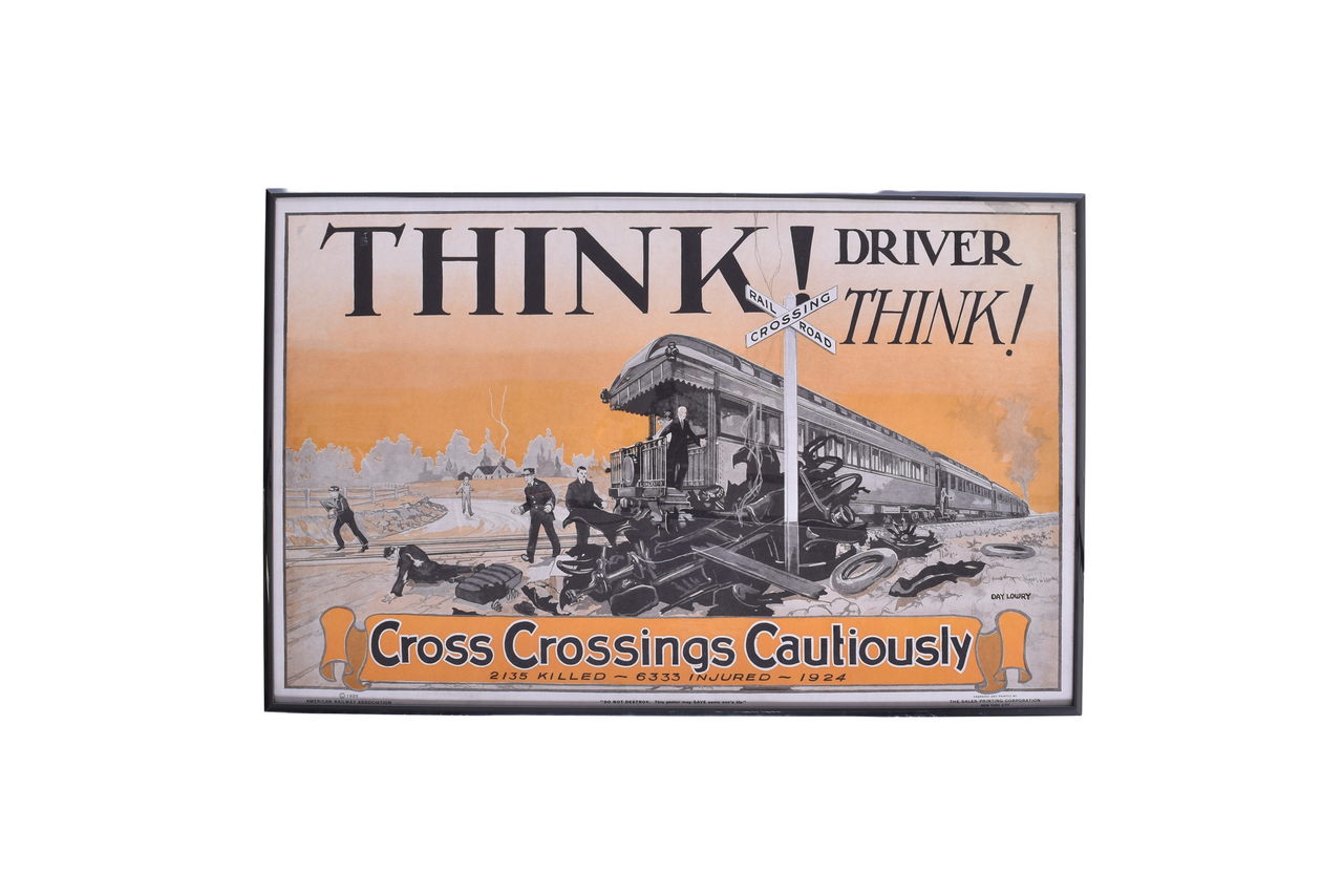 2415 - 1925 Cross Crossings Cautiously American Railway Association Advertising Poster thumbnail