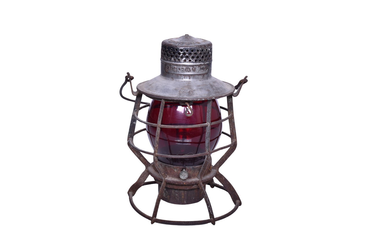 2424 - Dressel Eastern Massachusetts Street Railway Streetcar Railroad Lantern with Red Globe thumbnail
