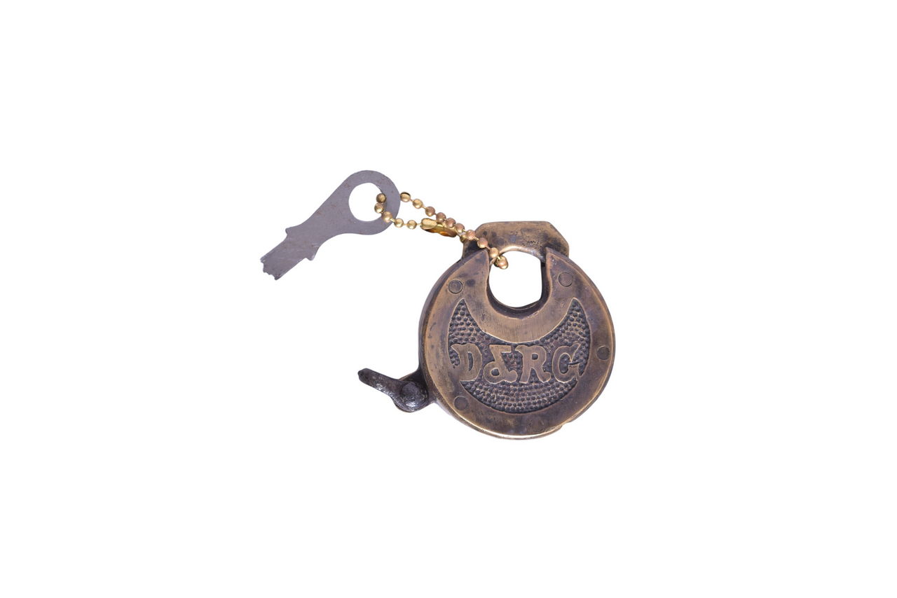 2509 - Denver & Rio Grande Railroad Six Lever Brass Pancake Lock w/ Key thumbnail