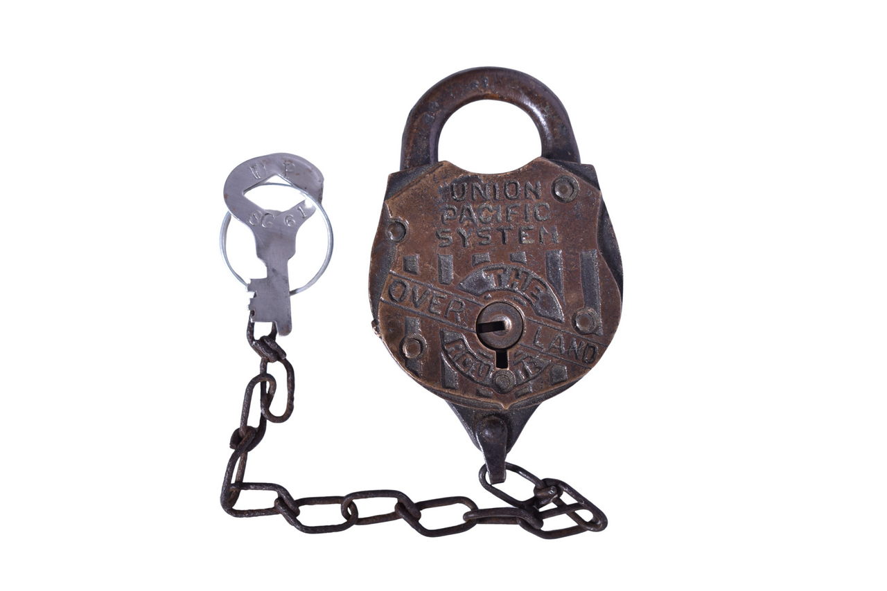 2541 - Union Pacific Railroad System Overland Route Special Purpose Brass Lock w/ Key thumbnail