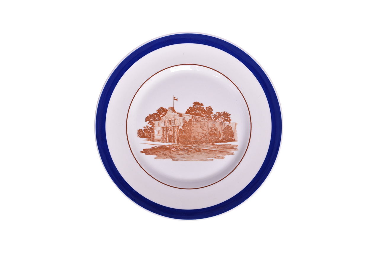 2549 - Missouri, Kansas, & Texas Railroad China Alamo Blue Service Plate 10 3/4