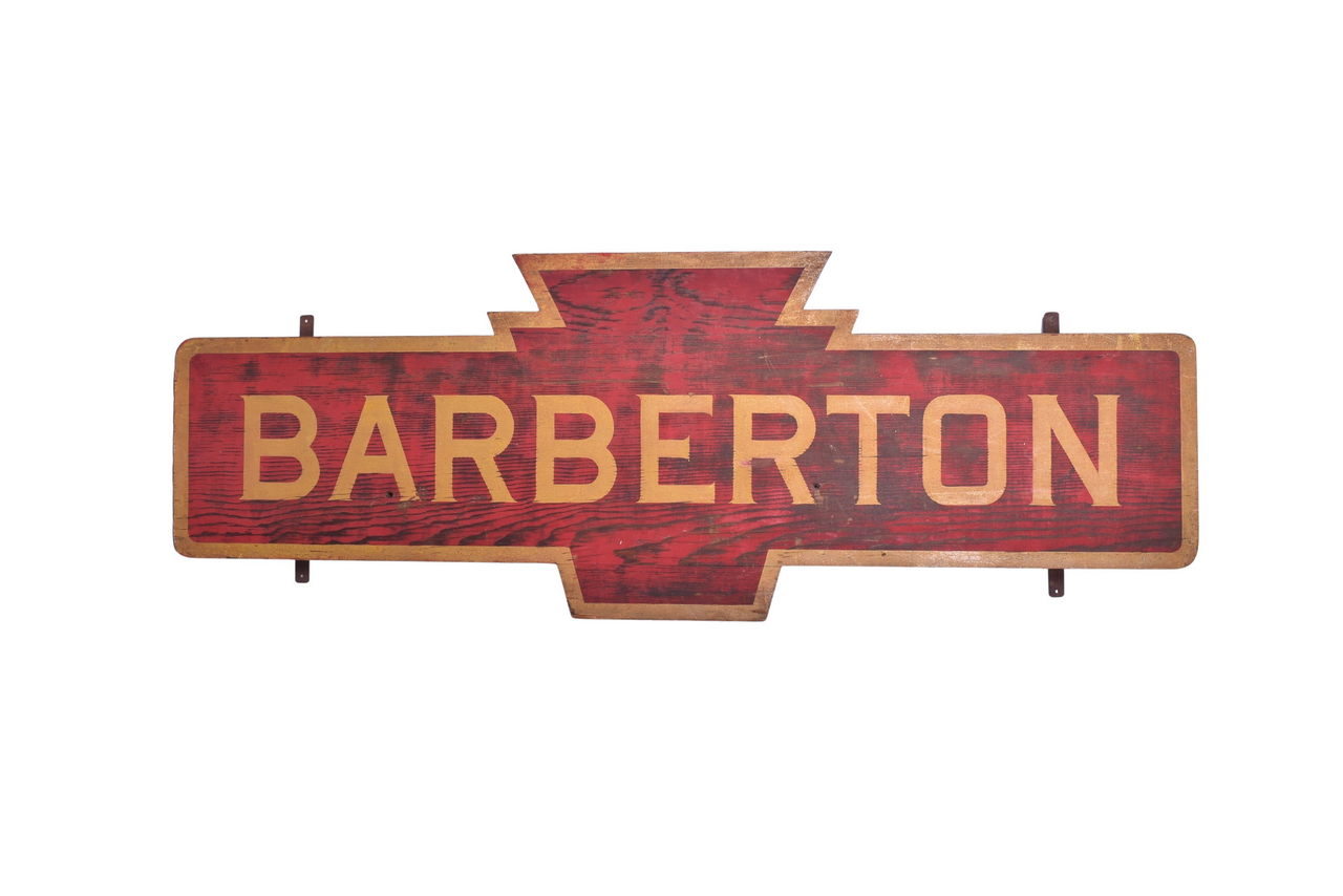 2552 - Pennsylvania Railroad Barberton, Ohio Wooden Freight Depot Sign thumbnail
