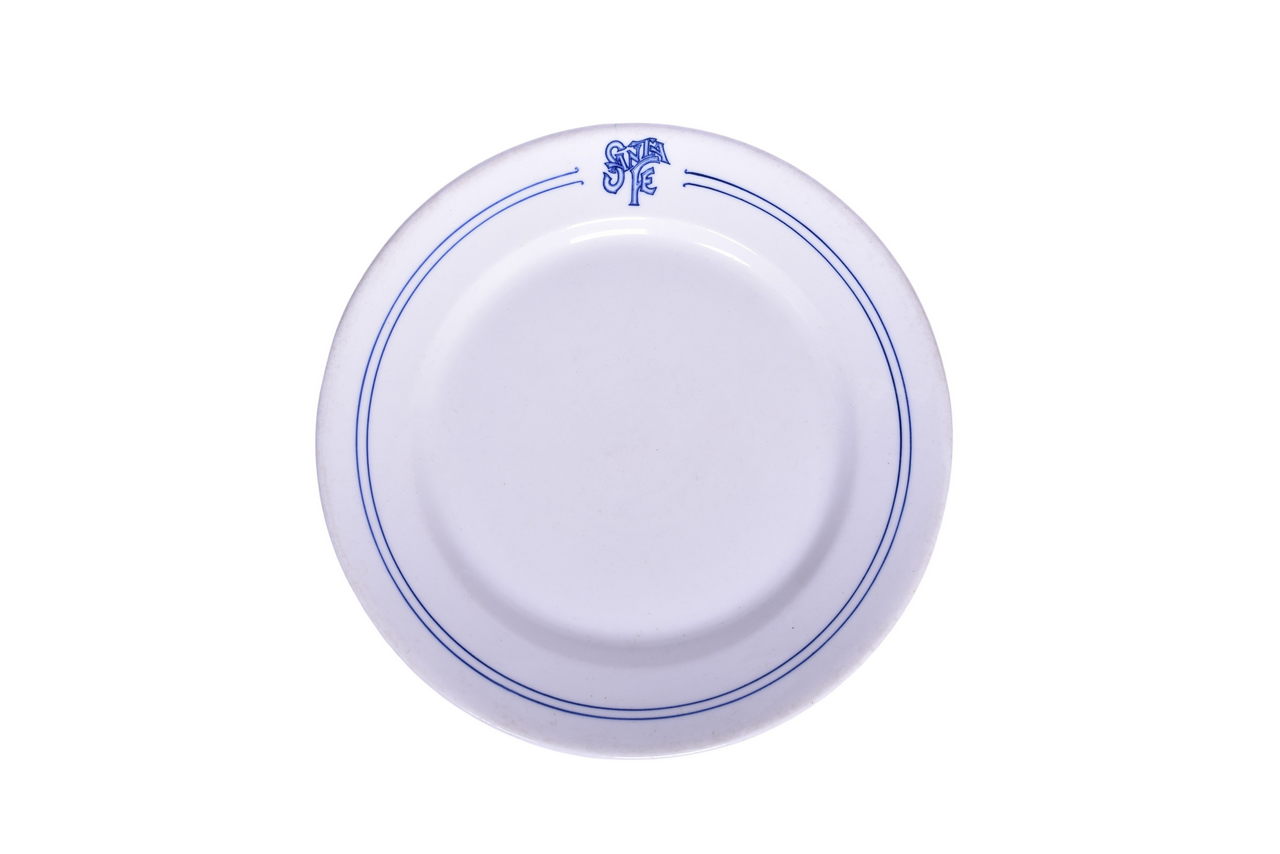 2555 - Atchison, Topeka, And Santa Fe Railroad China Bleeding Blue Dinner Plate thumbnail