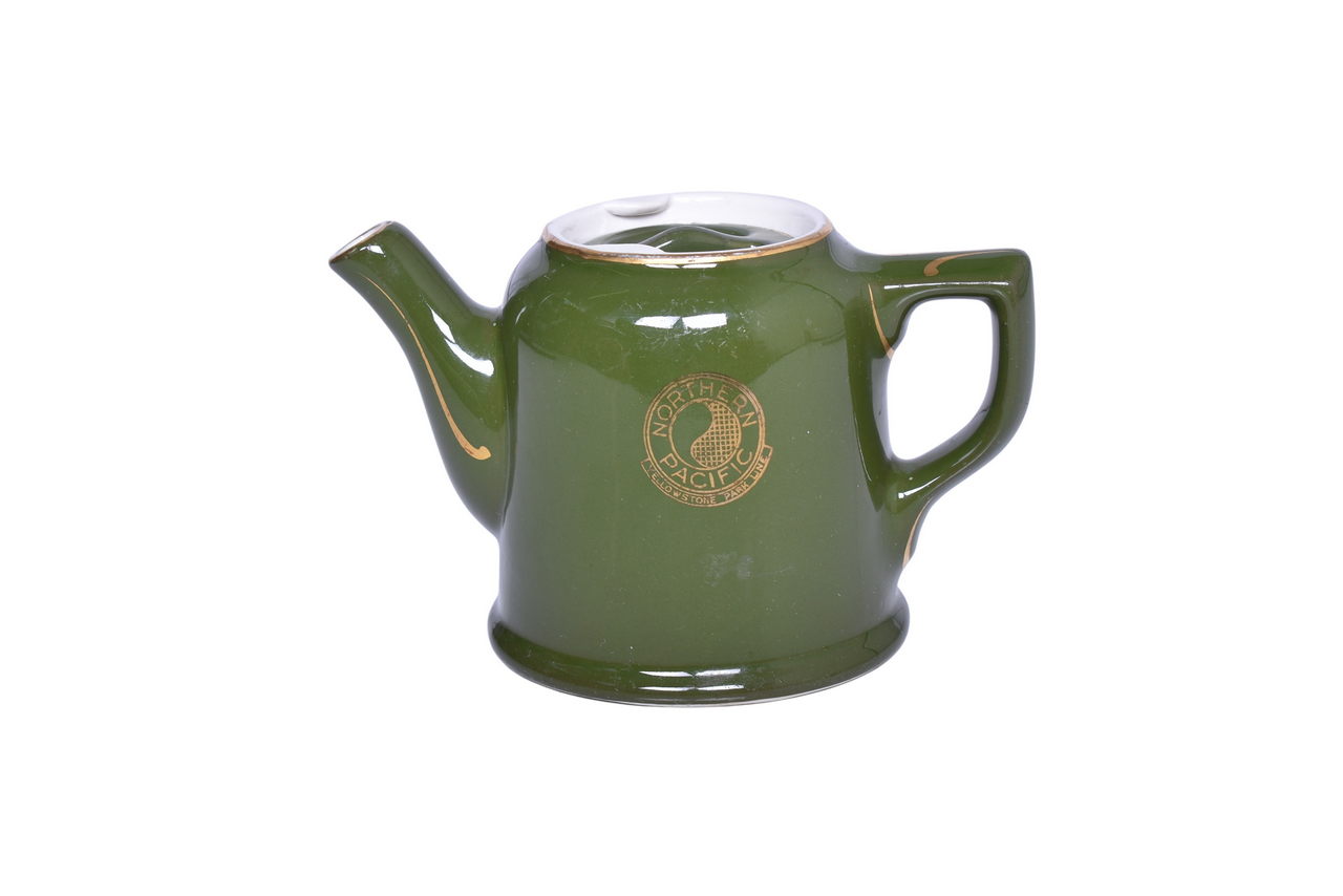 2559 - Northern Pacific Railroad Hall Verde Green China Coffee Pot thumbnail
